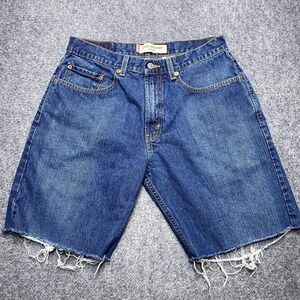 VTG Levis Cut Off Shorts Men 31 Blue Jorts 569 Relaxed Baggy Distressed Raw Hem